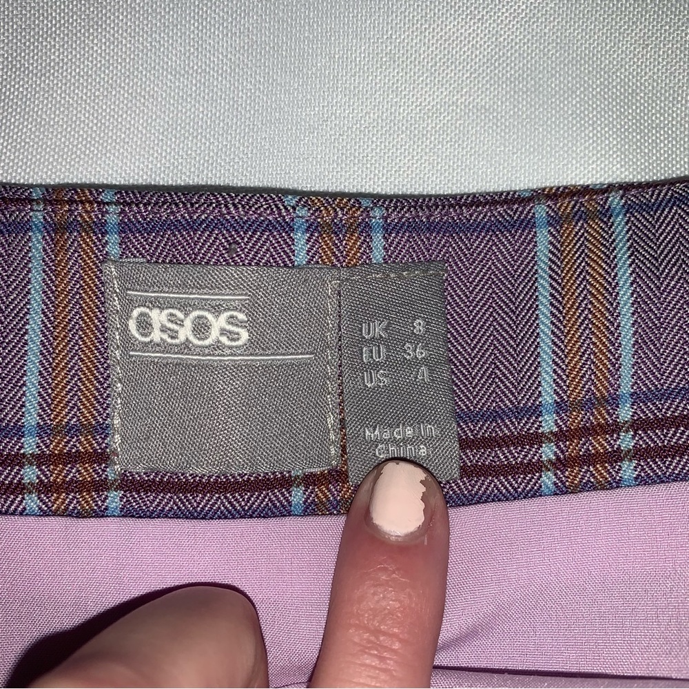 ASOS Purple Checkered Plaid Mini Skirt - Picture 9 of 9
